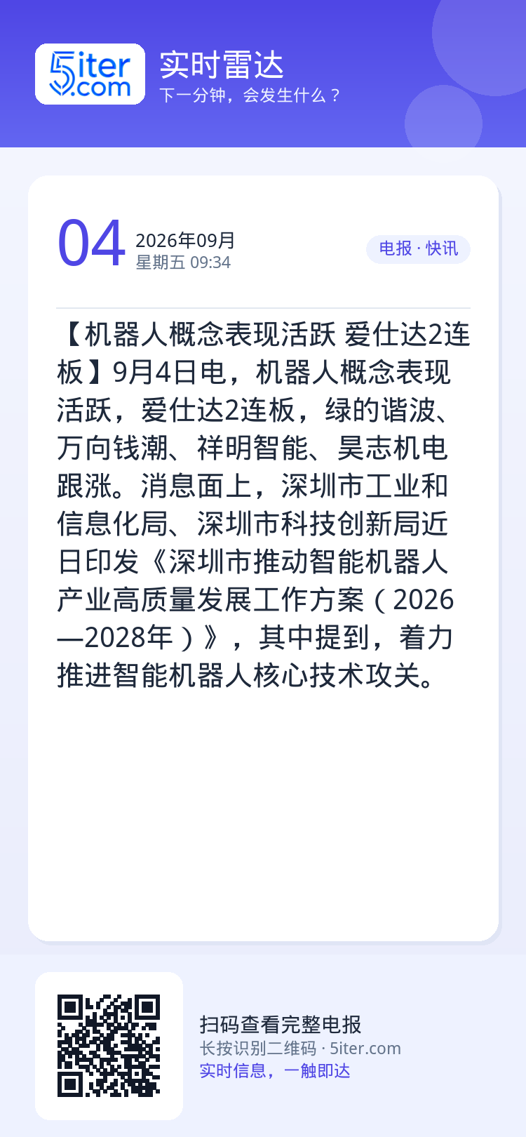 【机器人概念表现活跃 爱仕达2连板】9月4日电，机器人概念表现活跃，爱仕达2连板，绿的谐波、万向钱潮、祥明智能、昊志机电