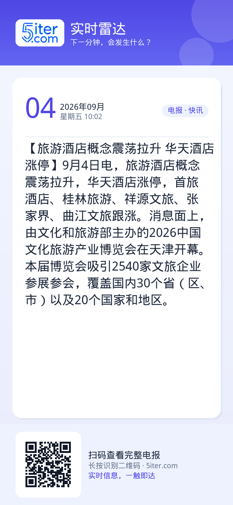 【旅游酒店概念震荡拉升 华天酒店涨停】9月4日电，旅游酒店概念震荡拉升，华天酒店涨停，首旅酒店、桂林旅游、祥源文旅、张家